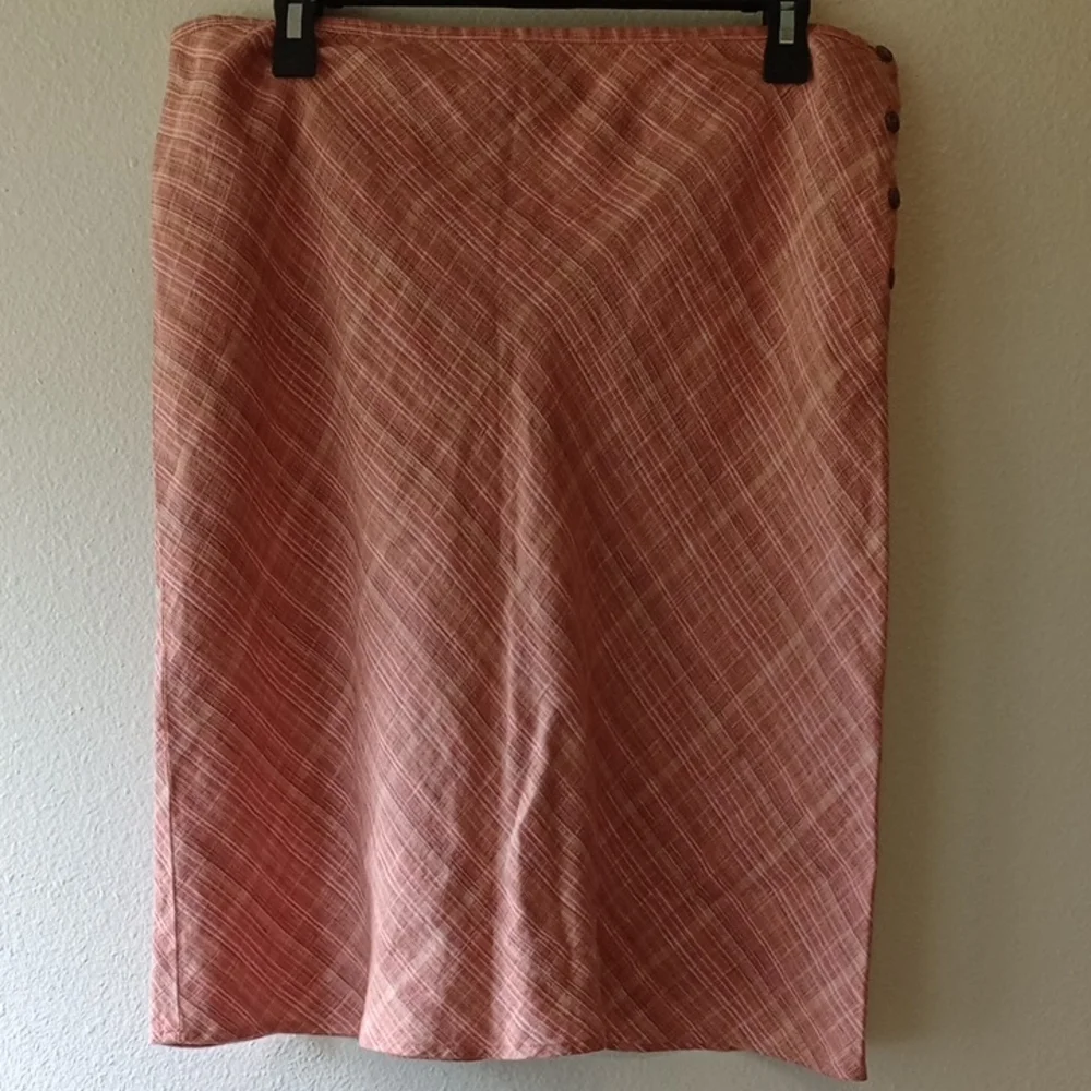 Patagonia Midi Pink Natural Hemp Skirt With Side Button Detail Size 10 - Picture 2 of 7